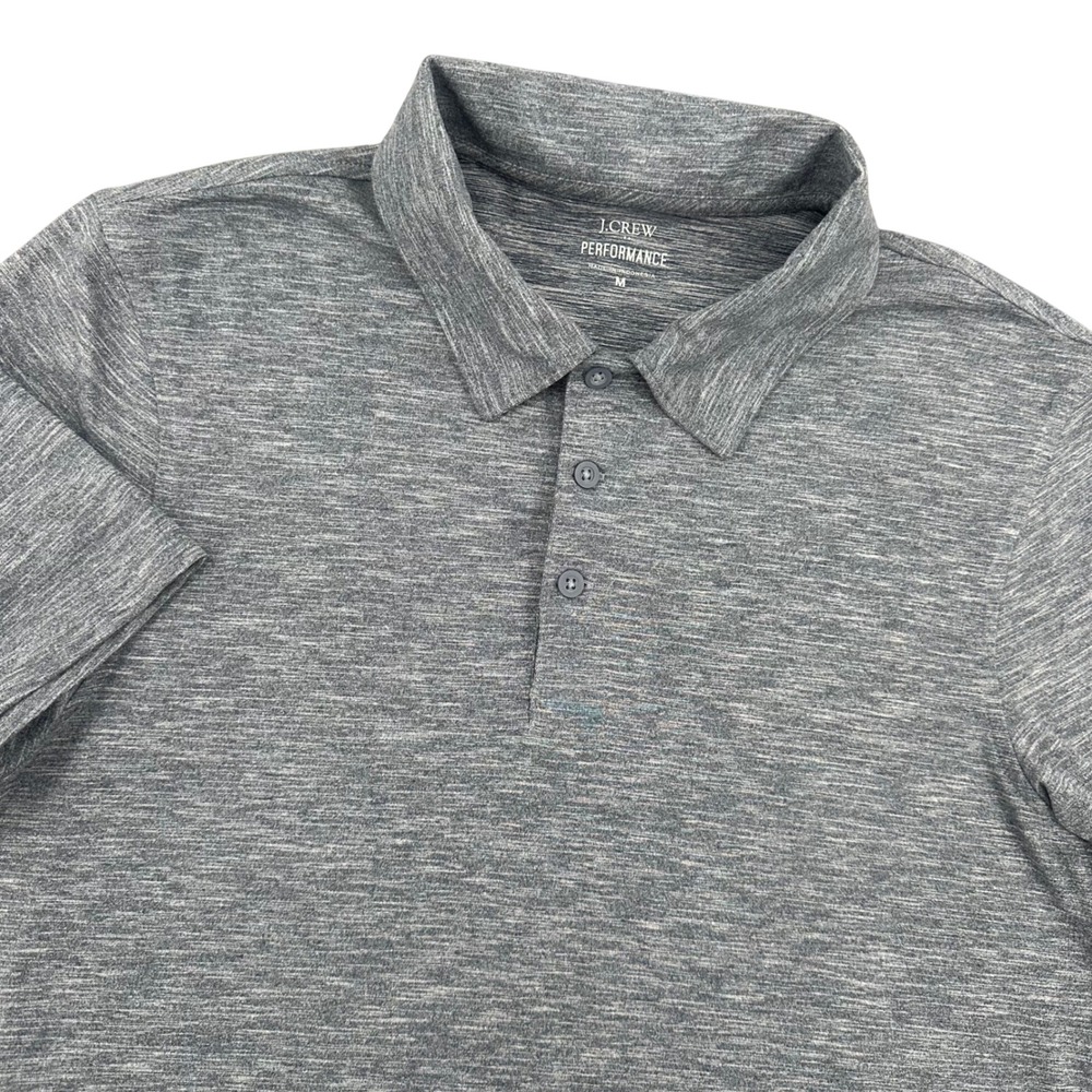 J.Crew‎ Performance Mens Polo Shirt Medium Gray Space Dye Stretch Short Sleeve
